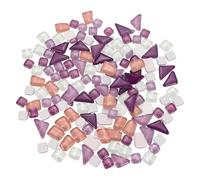 sourcing map 200g Glass Mosaic Tiles, Irregular Tiny Glass Tile Crystal Broken Mixed Shapes Mosaic Glass Pieces for Art Crafts Bulk Picture Frame Flowerpots(10 x 10mm, Purple Pink White)