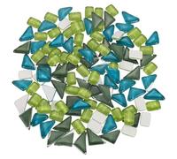 sourcing map 200g Glass Mosaic Tiles, Irregular Tiny Glass Tile Crystal Broken Mixed Shapes Mosaic Glass Pieces for Art Crafts Bulk Picture Frames Flowerpots(10 x 10mm, Green Series)
