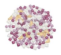 sourcing map 200g Glass Mosaic Tiles, Irregular Tiny Glass Tile Crystal Broken Mixed Shapes Mosaic Glass Pieces for Art Crafts Bulk Picture Frames Flowerpots(10 x 10mm, Purple White)