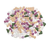 sourcing map 200g Glass Mosaic Tiles, Irregular Tiny Glass Tile Crystal Broken Mixed Shapes Mosaic Glass Pieces for Art Crafts Bulk Picture Frame Flowerpot(10 x 10mm, Green Purple Beige)