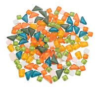 sourcing map 200g Glass Mosaic Tiles, Irregular Tiny Glass Tile Crystal Broken Mixed Shapes Mosaic Glass Pieces for Art Craft Bulk Picture Frames Flowerpots(10 x 10mm, Orange Cyan Green)