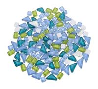 sourcing map 200g Glass Mosaic Tiles, Irregular Tiny Glass Tile Crystal Broken Mixed Shapes Mosaic Glass Pieces for Art Crafts Bulk Picture Frames Flowerpots(10 x 10mm, Green Blue Cyan)