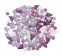 sourcing map 200g Glass Mosaic Tiles, Irregular Tiny Glass Tile Crystal Broken Mixed Shapes Mosaic Glass Pieces for Art Crafts Bulk Picture Frames Flowerpots(10 x 10mm, Purple Series)
