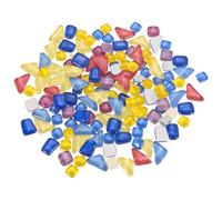 sourcing map 200g Glass Mosaic Tiles, Irregular Tiny Glass Tile Crystal Broken Mixed Shapes Mosaic Glass Pieces for Art Crafts Bulk Picture Frames Flowerpots(10 x 10mm, Rose Blue Yellow)