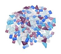 sourcing map 200g Glass Mosaic Tiles, Irregular Tiny Glass Tile Crystal Broken Mixed Shapes Mosaic Glass Pieces for Art Crafts Bulk Picture Frames Flowerpots(10 x 10mm, Purple Blue)