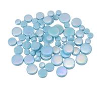 sourcing map 200g Round Mosaic Tiles for Crafts, Multi-Size Iridescent Mosaic Glass Bulk for DIY Art, Home Decoration, Vases, Mugs, Flower Pots (Sky Blue)