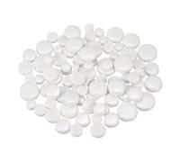 sourcing map 200g Round Mosaic Tiles for Crafts, Multi-Size Iridescent Mosaic Glass Bulk for DIY Art, Home Decoration, Vases, Mugs, Flower Pots (White)