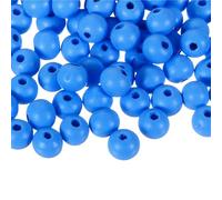 sourcing map 200Pcs 10mm Colored Natural Wood Beads, Large Hole Round Colorful Wooden Spacer Beads for DIY Crafting, Jewelry Making Bracelets (Blue)