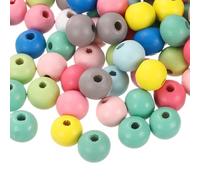 sourcing map 200Pcs 10mm Colored Natural Wood Beads, Large Hole Round Colorful Wooden Spacer Beads for DIY Crafting, Jewelry Making Bracelets (Assorted Color)