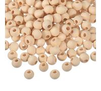 sourcing map 200Pcs 10mm Natural Wood Spacer Beads, 3mm Large Hole Unfinished Round Wooden Beads for DIY Crafting, Jewelry Making Bracelets