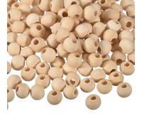 sourcing map 200Pcs 12mm Natural Wood Spacer Beads, 5mm Large Hole Unfinished Round Wooden Beads for DIY Crafting, Jewelry Making Bracelets