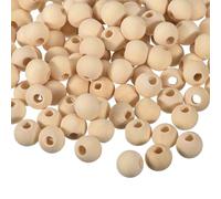 sourcing map 200Pcs 14mm Natural Wood Spacer Beads, 5mm Large Hole Unfinished Round Wooden Beads for DIY Crafting, Jewelry Making Bracelets