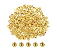 sourcing map 200pcs 18K Gold 2.5mm Round Filled Spacer Beads, Seamless Smooth Brass Loose Beads for Bracelets Necklaces Earrings Crafts Bulk Supplies, Gold Tone