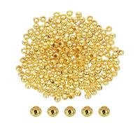 sourcing map 200pcs 18K Gold 2mm Round Filled Spacer Beads, Seamless Smooth Brass Loose Beads for Bracelets Necklaces Earrings Crafts Bulk Supplies, Gold Tone