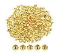 sourcing map 200pcs 18K Gold 3mm Round Filled Spacer Beads for Bracelet Making, Seamless Smooth Brass Loose Beads for Necklaces Earrings Crafts Bulk Supplies, Gold Tone