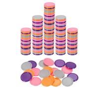sourcing map 200Pcs 20mm Plastic Poker Chips, Mini Bingo Chips Learning Counters Counting Counters Disks Markers Opaque Game Tokens for Game Play Math Counting, Grey/Pink/Orange/Purple