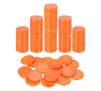 sourcing map 200Pcs 25mm Plastic Poker Chips, Mini Bingo Chips Learning Counters Counting Counters Disks Markers Opaque Game Tokens for Game Play Math Counting, Orange