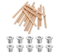 sourcing map 200Pcs 5/16″x4″ Wood Dowel Pins, Hardwood Straight Grooved Pins with 10Pcs Solid Hollow Dowel Tenon Center Transfer Plugs Set for Furniture Woodworking, DIY Project, Dowel Jig