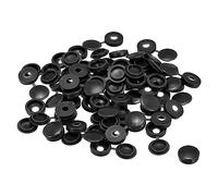 Sourcing Map 200Pcs 5mm Hinged Plastic Screw Cover Caps, Black, Round, PP Plastic, Anti Scratch, For M3-M5, #6-#12 Screws
