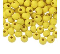 sourcing map 200Pcs 6mm Colored Natural Wood Beads, Large Hole Round Colorful Wooden Spacer Beads for DIY Crafting, Jewelry Making Bracelets (Yellow)