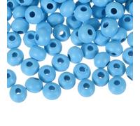 sourcing map 200Pcs 6mm Colored Natural Wood Beads, Large Hole Round Colorful Wooden Spacer Beads for DIY Crafting, Jewelry Making Bracelets (Sky Blue)