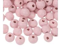 sourcing map 200Pcs 6mm Colored Natural Wood Beads, Large Hole Round Colorful Wooden Spacer Beads for DIY Crafting, Jewelry Making Bracelets (Pink)