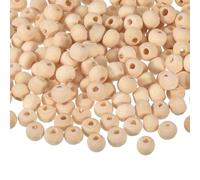 sourcing map 200Pcs 6mm Natural Wood Spacer Beads, 2mm Large Hole Unfinished Round Wooden Beads for DIY Crafting, Jewelry Making Bracelets
