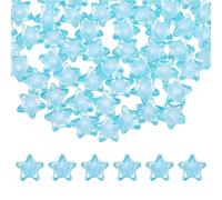 sourcing map 200pcs Acrylic Crystal Star Beads, 11mm Star Shape Charm Spacer Beads for DIY Crafts Jewelry Making Bracelet Necklace Decor Key Chains, Light Lake Blue
