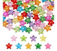 sourcing map 200pcs Acrylic Crystal Star Beads, 11mm Star Shape Charm Spacer Beads for DIY Crafts Jewelry Making Bracelet Necklace Decor Key Chains, Multicolored