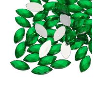sourcing map 200PCS Acrylic Horse Eye Gems 4x8mm Flat Back Artificial Rhinestones for DIY Crafts Bead Wedding Party Face Painting Jewelry Making Green