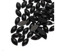 sourcing map 200PCS Acrylic Horse Eye Gems 4x8mm Flat Back Artificial Rhinestones for DIY Crafts Bead Wedding Party Face Painting Jewelry Making Black