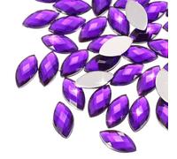 sourcing map 200PCS Acrylic Horse Eye Gems 6x12mm Flat Back Artificial Rhinestones for DIY Crafts Bead Wedding Party Face Painting Jewelry Making (Purple)
