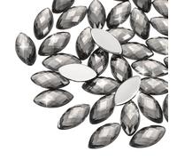 sourcing map 200PCS Acrylic Horse Eye Gems 6x12mm Flat Back Artificial Rhinestones for DIY Crafts Bead Wedding Party Face Painting Jewelry Making (Light Grey)