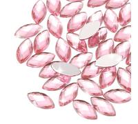 sourcing map 200PCS Acrylic Horse Eye Gems 6x12mm Flat Back Artificial Rhinestones for DIY Crafts Bead Wedding Party Face Painting Jewelry Making (Light Pink)