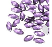 sourcing map 200PCS Acrylic Horse Eye Gems 6x12mm Flat Back Artificial Rhinestones for DIY Crafts Bead Wedding Party Face Painting Jewelry Making (Light Purple)
