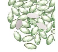 sourcing map 200PCS Acrylic Horse Eye Gems 6x12mm Flat Back Artificial Rhinestones for DIY Crafts Bead Wedding Party Face Painting Jewelry Making (Light Green)