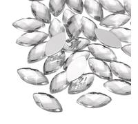 sourcing map 200PCS Acrylic Horse Eye Gems 6x12mm Flat Back Artificial Rhinestones for DIY Crafts Bead Wedding Party Face Painting Jewelry Making (Clear)