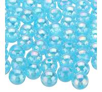 sourcing map 200pcs Acrylic Round Beads AB Colors 10mm Loose Bubble Spacer Craft Beads with Hole for DIY Earring Bracelet Necklace Key Chains, Aquamarine AB