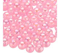 sourcing map 200pcs Acrylic Round Beads AB Colors 10mm Loose Bubble Spacer Craft Beads with Hole for DIY Earring Bracelet Necklace Key Chains, Light Pink AB