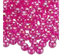 sourcing map 200pcs Acrylic Round Beads AB Colors 10mm Loose Bubble Spacer Craft Beads with Hole for DIY Earring Bracelet Necklace Key Chains, Rose AB