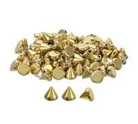 sourcing map 200Pcs Acrylic Spike Cone Studs, 6x6mm Flat Back Sew on Glue on Punk Spike Beads for Garments, Shoes, Bags Embellishment (Gold Tone)