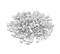sourcing map 200Pcs Aluminum Crimping Loop Sleeve for 3/32" Diameter Wire Rope, Double Ferrule Aluminum Wire Rope Sleeve for Cable Line End