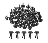 sourcing map 200Pcs Bag Feet Stud Spike, 12mm Round Purse Nailheads Spike Prong Studs Bag Bottom Stud for Handbag Purse Clothing DIY Leather Craft, Black