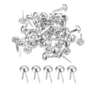 sourcing map 200Pcs Bag Feet Stud Spike, 6mm Round Purse Nailheads Spike Prong Studs Bag Bottom Stud for Handbag Purse Clothing DIY Leather Craft, Silver Tone