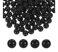 sourcing map 200pcs Black Acrylic Round Beads 8mm Dia 1.9mm Hole Plastic Resin Smooth Balls Loose Bead for Jewelry Making Bracelets Necklace Earrings DIY