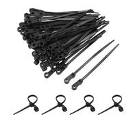 sourcing map 200PCS Black Zip Ties with Screw Holes 4 Inch Nylon Mount Head Cable Zip Ties Wire 39 lbs for Home Garden Indoor Outdoor