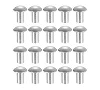 sourcing map 200Pcs Brazier Head Rivets, M6 x 10mm Aluminum Solid Dome Head Boat Rivets Fasteners for Ships Aircraft Machinery Joining and Repair, Silver Tone