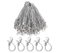 sourcing map 200Pcs Clasp Cords Clasp Strap Lanyard Charm Short Finger Rope with Lobster Clasp for Cellphone Cases Keychain DIY Jewelry Making, Silver Tone