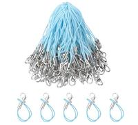sourcing map 200Pcs Clasp Cords Clasp Strap Lanyard Charm Short Finger Rope with Lobster Clasp for Cellphone Cases Keychain DIY Jewelry Making, Lake Blue