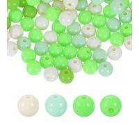 sourcing map 200pcs Cream Green Acrylic Round Beads 8mm Dia 1.9mm Hole Plastic Resin Smooth Balls Loose Bead for Jewelry Making Bracelets Necklace Earrings DIY